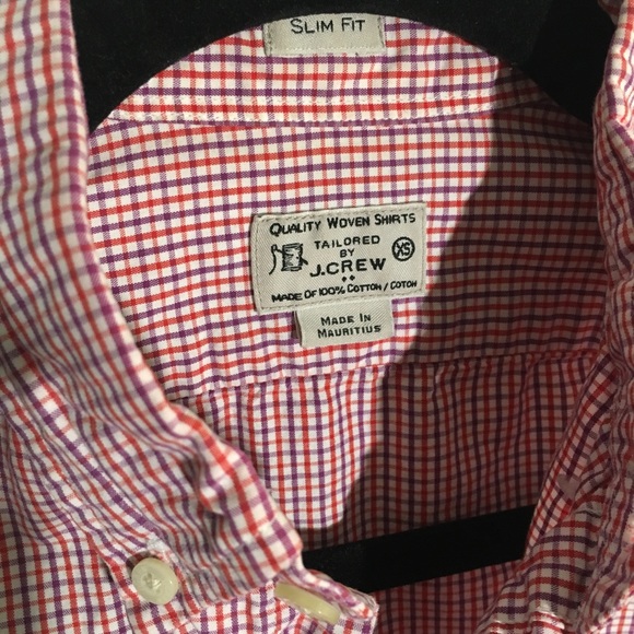 3/$20 🎁 FREE GIFT JCrew slim red purple check white button XS - Picture 5 of 8